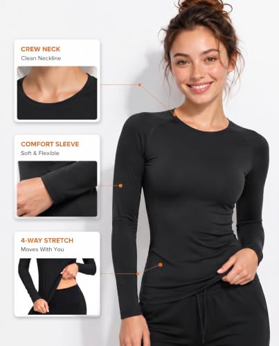 Image of 4 Pack Women's Compression Shirts Long Sleeve Workout Athletic Top