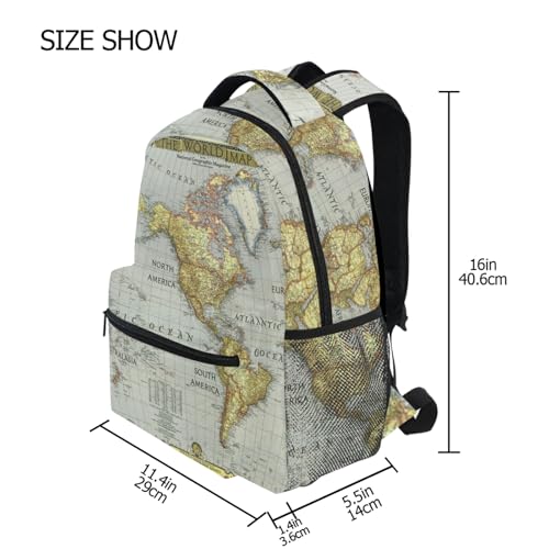 Image of Nander Backpack Travel World Map Painting School Bookbags Shoulder Laptop Daypack College Bag for Womens Mens Boys Girls, World Map, 11.4x6.9x16in, Daypack Backpacks