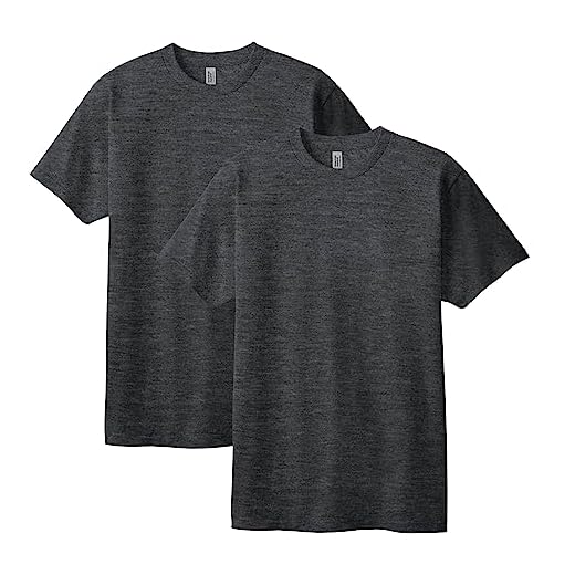 American Apparel Unisex Short Sleeve Tee, Style G1301, 2-Pack, Heather Charcoal (2-Pack), 2X-Large