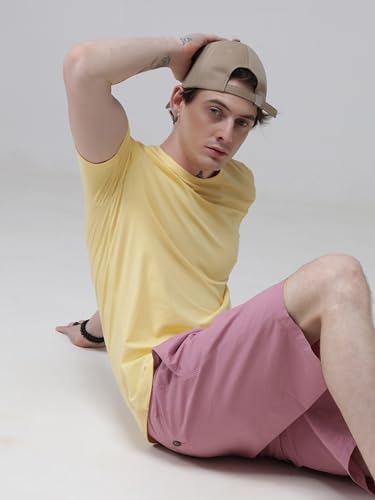 Image of TURMS Men's Casual Solid Round Neck T-Shirt, Odor Control, Stretchable & Breathable, Cotton Rich Fabric, Half Sleeve