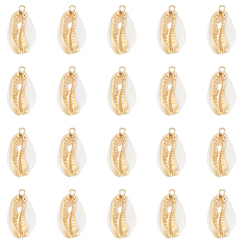 Breloques en coquillage blanc naturel dorées UNICRAFTALE x20 pour bijoux diy