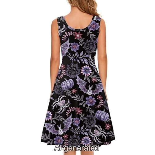 Image of Dreaweet Casual Sleeveless Dresses for Women Girls, Round Neck Tank Dresses with Pockets Summer Sundress Size XS-4XL