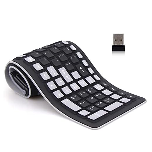 sungwoo Wireless Silicone Keyboard, 2.4GHz Wireless, Foldable Rollup Keyboard, Waterproof, Dustproof and Lightweight, Perfect for PC, Notebook, Laptop and Travel(Black and Grey)