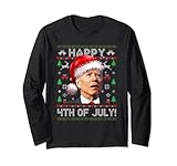 Santa Joe Biden Happy 4th of July Ugly Christmas Sweater Long Sleeve T-Shirt
