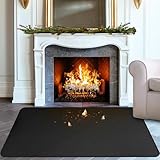 Digiroot Feuerfeste Unterlage 100 * 180cm, Faltbare Grillunterlage Bodenschutz, Silikon-Glasfaser Hitzebeständige Wasserbeständige Grillmatte für BBQ Grills, Kamin, Boden, Rasen und Camping, Schwarz