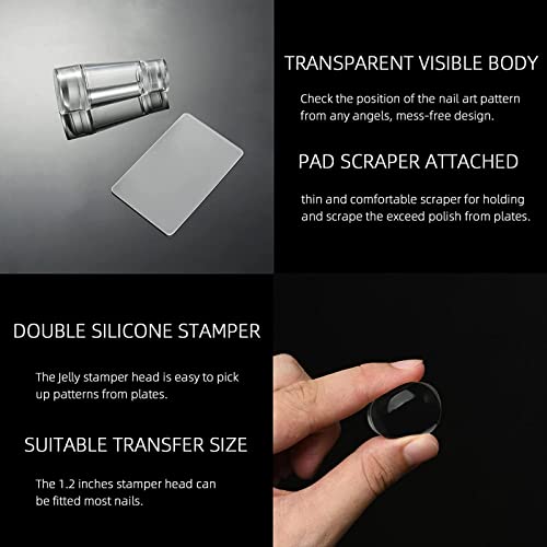 Jodie 2 Set Nail Stamper Dual Head French Tip Stamp Polish Transfer Manicure Kit Art Brushes And Stamping Plate Tools For Diy Decoration Accessories, Transparent, Plastic Box 14.5X8.5X3.5Cm #TOP6