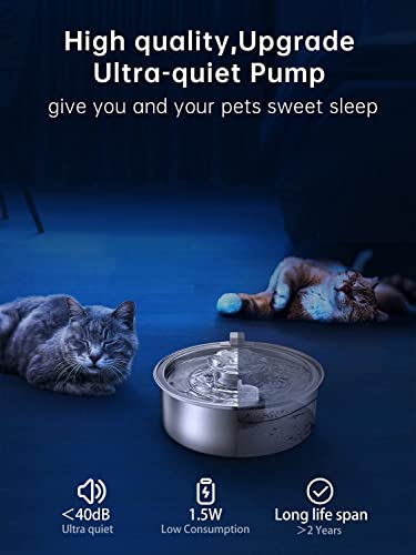 Fuente de agua para gatos PEVSCO acero inoxidable 2L miniatura 7