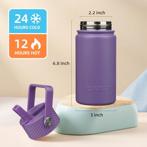Image of BJPKPK Insulated Water Bottle, 15oz Stainless Steel with Straw Lid