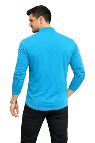 Image of Blisstone Men's Band Collar Shirt - Full Sleeve Slim Fit Casual Cotton Blend Mandarin Collar Button Down Shirt