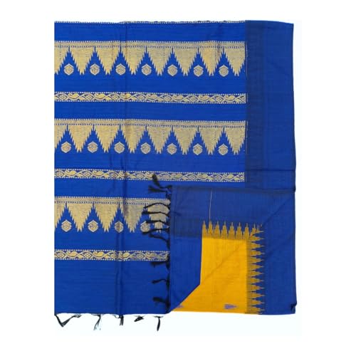 Image of Pure Kalyani Cotton Saree | Zari Border & Blouse Piece - Lata Gadwal Design | Traditional Saree