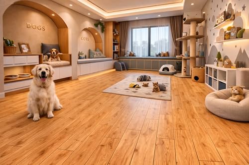Image of Wooden Peel and Stick Floor Tile Self Adhesive and Waterproof PVC Wall Panels for Home Kitchen, Living Room Bedroom 30 * 15 cm per Tile 8pcs Cover 4 Square feet