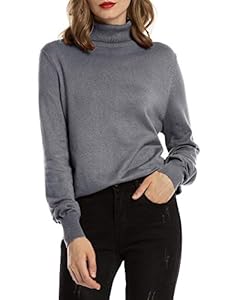 Woolen Bloom Pull Femme Col Roulé Côtelé Tricot Hauts sous Pull Manches Longues Chandail Dame Hiver Chaud Mode