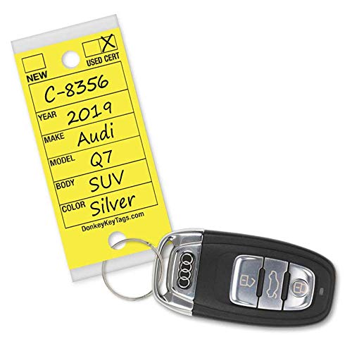Donkey Key Tags, Laminated Self-Protecting (250 Tags Per Box With Metal Rings) (Yellow) #TOP2