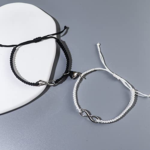 Image of COLORFUL BLING 2Pcs Infinity Distance Couple Braided Handcrafted Luck Bracelet Bangle Adjustable Rope His and Hers Wristband Wrist Jewelry