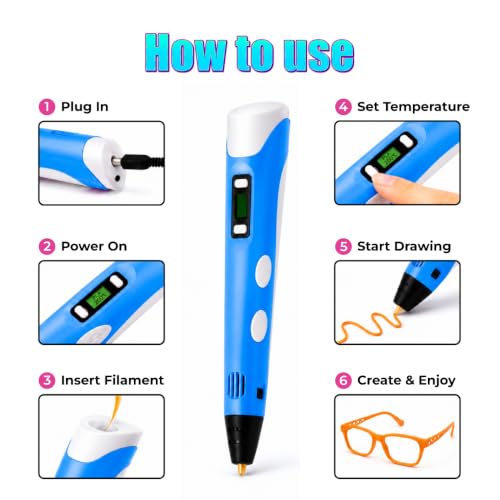 Image of PW 3D Pen for Kids, DIY Kit with USB Cable, Pen Holder & 3 PLA Filaments