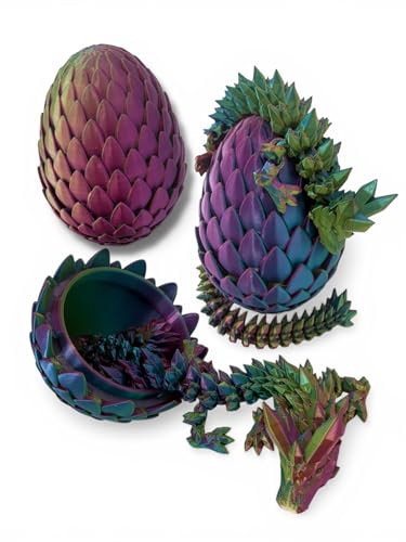 Highline 15" 3D Printed Dragon and Egg, Party Favors, Easter Basket Stuffers, Large Prefilled Eggs for Kids, Stuffed Egg Hunt Fillers with Dragon Toys, 3D Printer Animals Fidget Toys for All