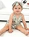 UNICOMIDEA Baby Girl Clothes 12-18 Months Backless Fashion 3D Hawaiian Flowers Infant Bodysuit with Bow-Knot Headband Green Summer Adjustable Strap Newborn Romper Daily