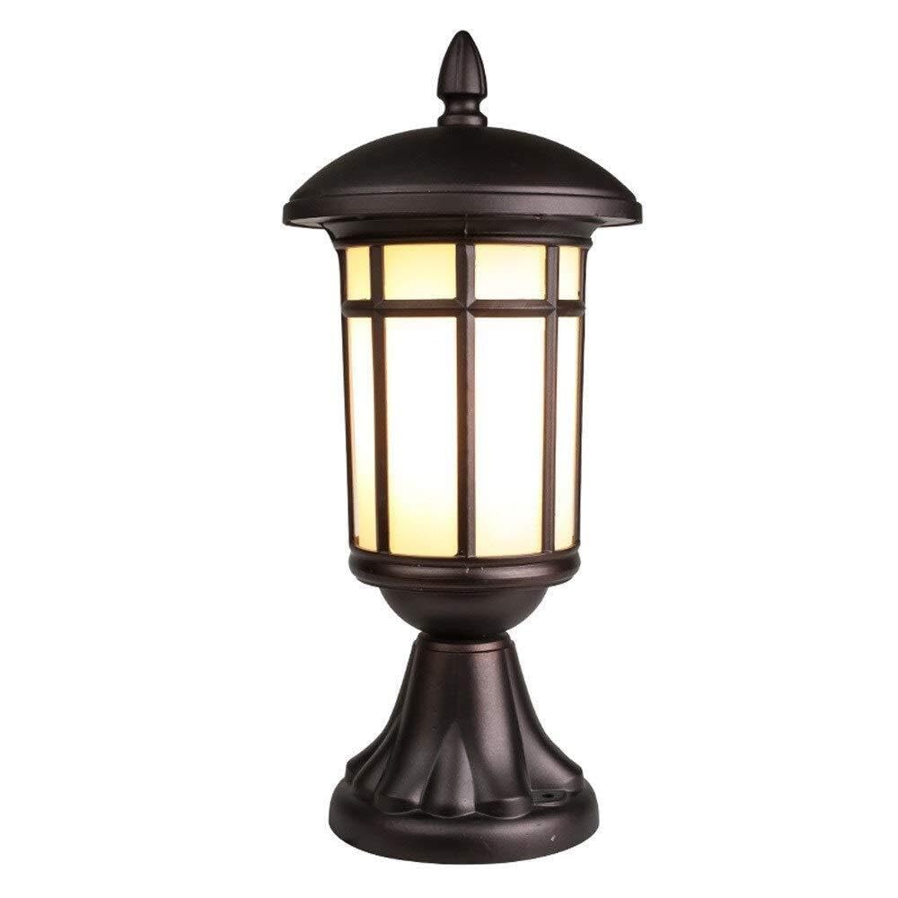 QUSYZD European Glass External Shade Post Light Courtyard Villa Garden Column Lamp Waterproof Fence Wall Classical Outdoor Lighting Fixture E27 Terrace Pavilion Pillar Lantern,