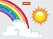 Sunny Decals Sparkling Rainbow with Clouds Wall Decal - Removable Fabric Kids Wall Sticker, Large