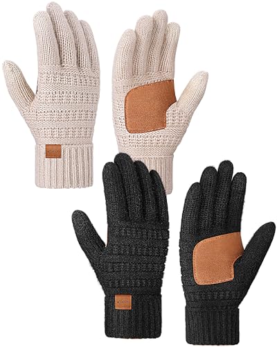 UCQKLI Knit Winter Warm Anti-Slip Touchscreen Texting Gloves