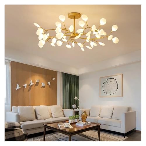 Lustre de plafond à LED moderne en forme branche luminaire suspendu doré