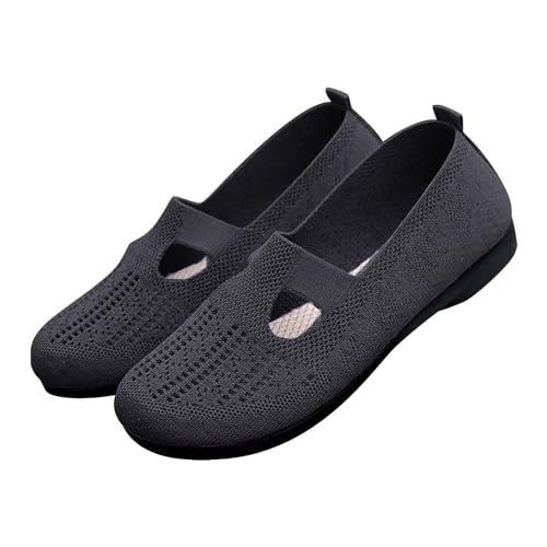 Zapatos ortopédicos de mujer sin cordones suaves zapatillas oferta zapatos de correr mujer de malla ligeros antideslizantes caminar con plataforma con soporte para arco deportivo moda, Negro , 37 EU
