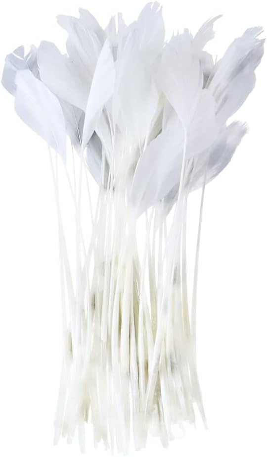 FEARAFTS White Goose Feathers for Hats Making Fascinators Decoration Pack of 50 (White)