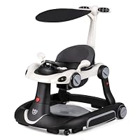 COSTWAY 7 in 1 Baby Walker, Portable Push Along Walkers (Black)