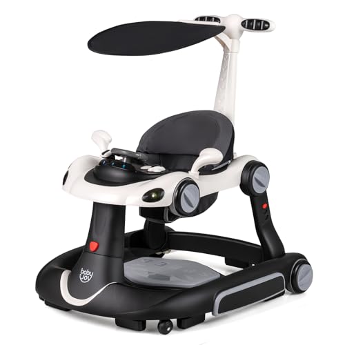 Image of COSTWAY 7 in 1 Baby Walker, Portable Push Along Walkers (Black)