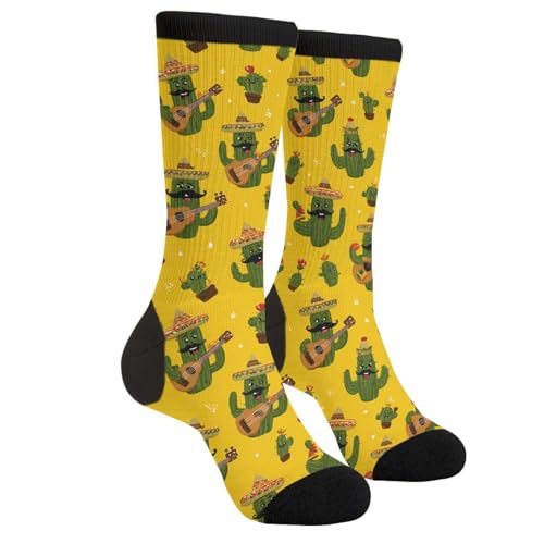 DEKIFNHG Funny Mexican Cactus Socks Novelty Socks Casual Athletic Crazy Crew Socks For Women Men Gifts