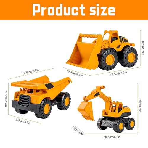 Dhqkqg Bagger Spielzeug, Sandspielzeug Bagger Sandkasten, Sandspielzeug Auto, Mini-Crew Kipplaster, Sandbagger Baufahrzeug, Sandbagger, Radlader, Sandspielzeugs für Kinder Ab 2-5 Jahr (3pcs)
