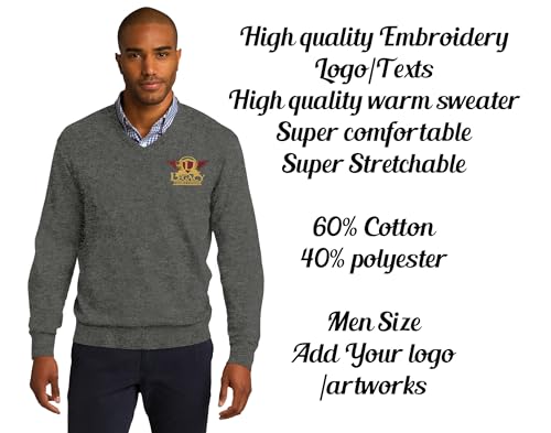 Ink Men Sw285 Custom Embroidery Personalized Texts Logo V-Neck Comfy Sweater4