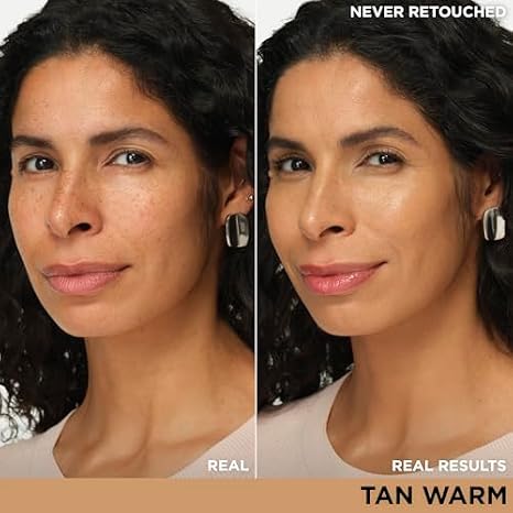 IT Cosmetics CC+ Cream with SPF 50+ Natural Finish Full Coverage Foundation (Tan Warm - 1.08 fl oz) & 2-in-1 Concealer and Foundation Brush #7 for Buffing and Blending Face Makeup