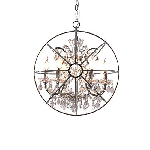Preisvergleich Produktbild CRYGD Moderne Kugel / Kugel Kronleuchter 6-Licht, Schmiedeeisen Material Durchsichtiges Kristall für Hauptdekoration