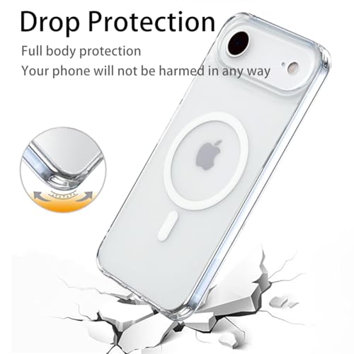 Image of TOPF&B Magnetic Case Compatible with iPhone 17 Pro Max,Compatible with Magsafe,Anti-Yellowing Cover,Transparent Screen Protector,Clear Case for iPhone 17 Pro Max,Crystal Clear
