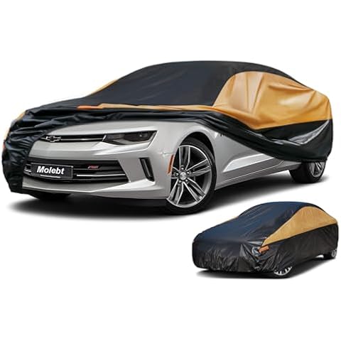 Molebt Multilayers Sport/Coupe Car Cover Waterproof All Weather for Automobiles, Heavy Duty Outdoor Full Exterior Covers, C4-Fit Mustang, Camaro, Lexus LC, Tesla Model 3, Kia K5, Benz C, BMW 4 etc Cover