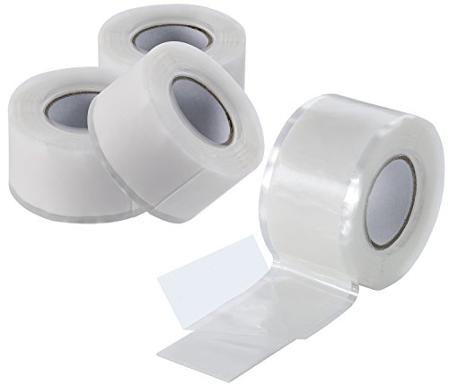 Preisvergleich Produktbild Poppstar 4x 3m selbstverschweißendes Silikonband, Silikon Tape Reparaturband, Isolierband und Dichtungsband (Wasser, Luft), 25mm breit, weiß