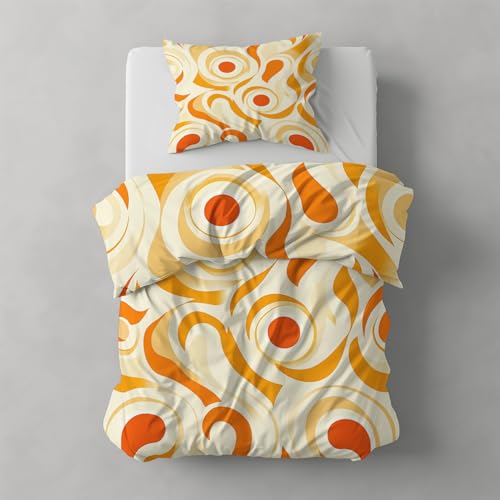 Housse de couette 220x240 microfibre confortable a fermeture eclair retro