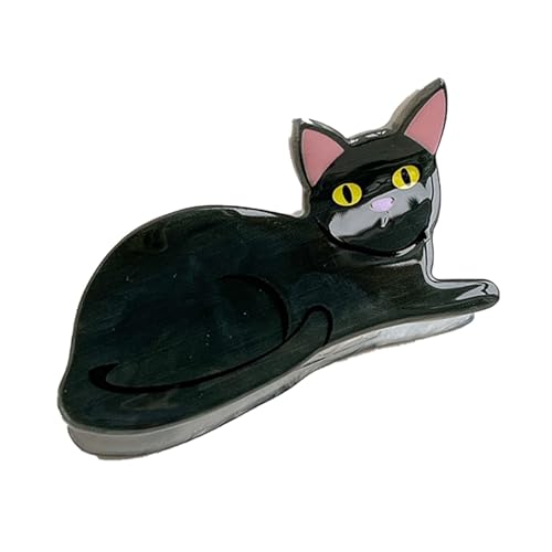 Pinzas de pelo de gato con sujeción firme y diseño de gatito gris oscuro para niñas