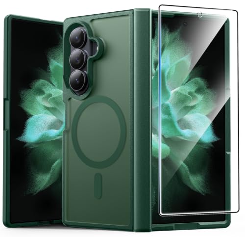 Samsung Galaxy Z Fold 7�pFNTCASE�P�[�X:Galaxy Z Fold 8 Ultra�P�[�X [�q���W�ی� + �X�N���[���v���e�N�^�[] [Magsafe�Ή�] �~���^���[�O���[�h�̗����ی�A�������}�b�g�d�b�J�o�[-�O���[��