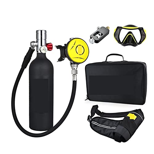 Scuba Tank Dyksyrecylinder 1L Kapacitet Bärbar dykrespirator Undervattensdykarutrustning (Färg: Silverhead i svart flaska, Storlek: 1L)