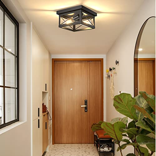 Aolloa 2-Light Semi Flush Mount Ceiling Light Fixture, Farmhouse Square Industrial Ceiling Light Ul Certified, Vintage Ceiling Lamp Fixture For Hallway, Kitchen, Dining Room, Bedroom (1 Pack) #TOP4