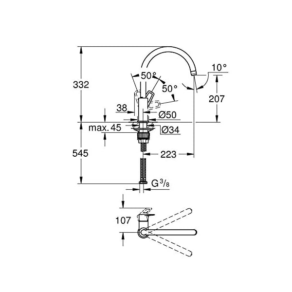 Grohe Mitigeur Monocommande Evier Bec C Bauloop 31368001 (Import Allemagne) Chromé