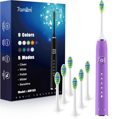 Brosse à dents électrique 40000 VPM autonomie 120 jours 7AM2M avec minuterie intelligente