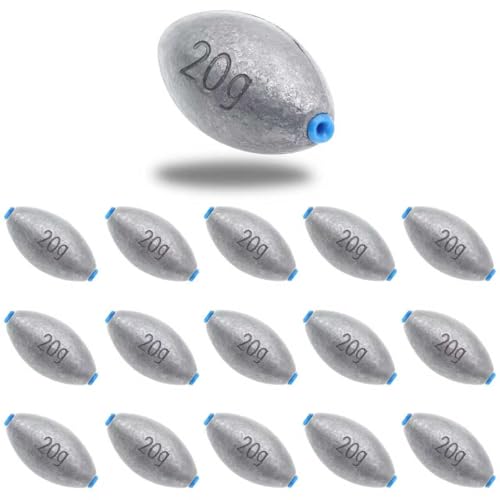Egg Sinkers Fishing Weights Bullet Fishing Weights Lead Oval Shaped Fishing Weights Sinkers for Saltwater Freshwater Fishing 1/4oz to 3oz (3/4oz-15pcs)