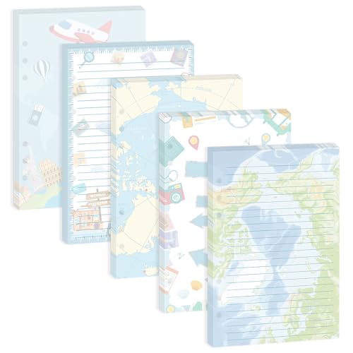 Papier de voyage A5 pour journal intime et classeur de voyage à 6 anneaux