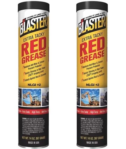 2 Pack Extra Tacky Red Grease, 550 Degree Multipurpose Grease, Petroleum Base Oil 14oz Tube