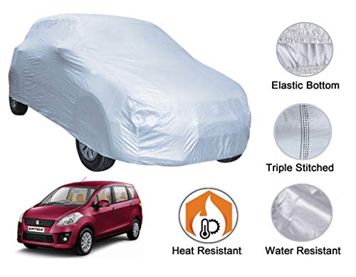Image of Auto Hub Car Cover Compatible with Maruti Ertiga (Model : 2012-2017) with Weather Proof, Triple Stitched, Ertiga Car Cover- Plain Silver