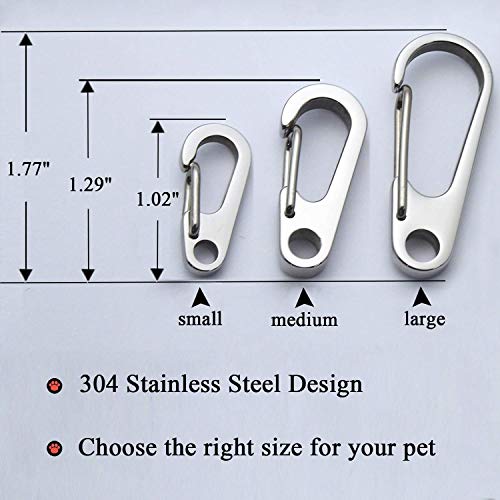 Ivia Dog Tag Clips / 2 Pack/Multiple Size 304 Stainless Steel Quick Clip With Rings/Easy Change Dog Cat Id Tag Holder For Small Pet Collars And Harnesses.(2 Medium Silver) #TOP3