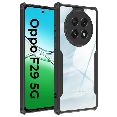 Image of A rtistque Clear Hard Transparent Acrylic Armor Anti-Drop Shockproof TPU Edge Back Cover Case for Oppo F29 5G - Black